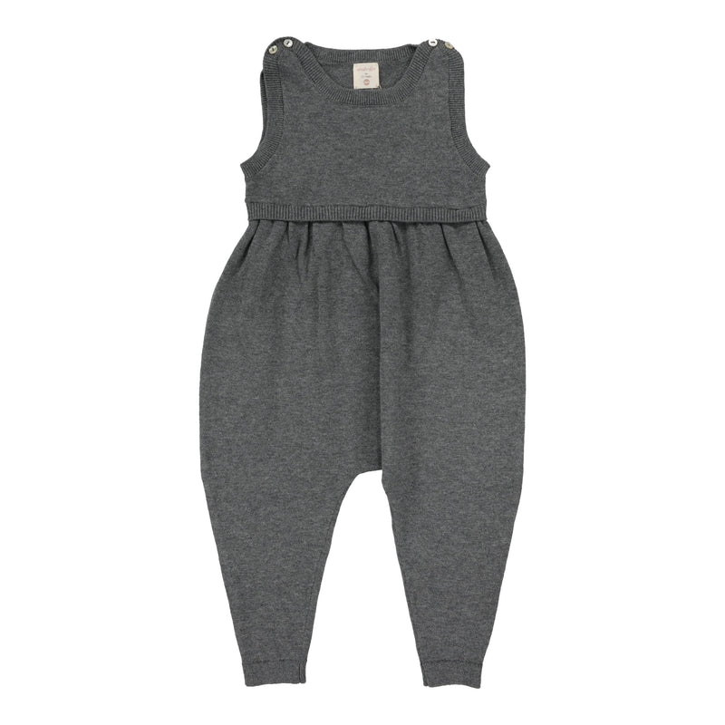 Grey Knit Overalls With Mockneck Shell