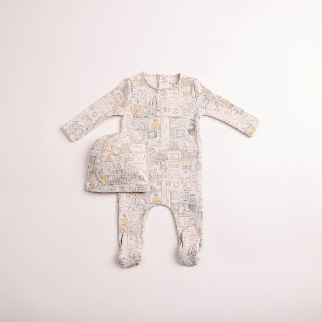 Dollhouse Print Footie & Beanie