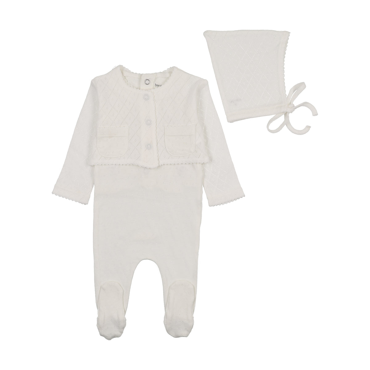 Double Diamond Footie+Cardigan+Bonnet