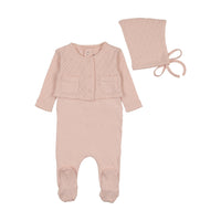 Double Diamond Footie+Cardigan+Bonnet