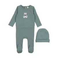 Embroidered Bear Footie Set