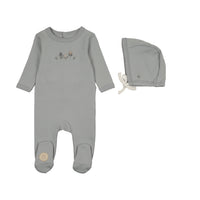 Embroidered Garden Footie & Hat