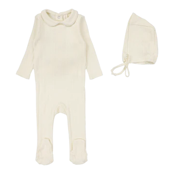Fine Pointelle Collar Footie Set