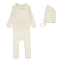 Fine Pointelle Collar Footie Set
