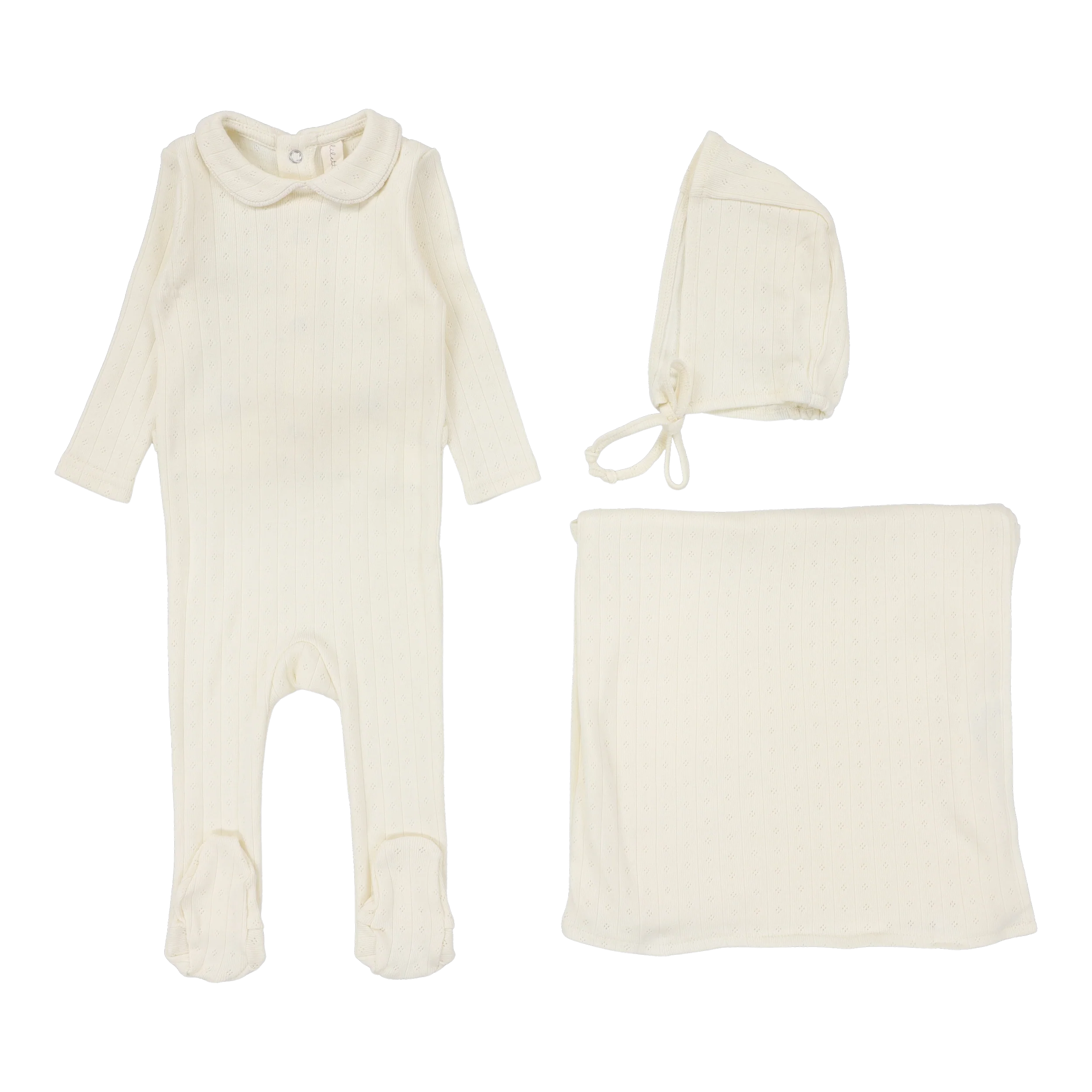 Fine Pointelle Collar Layette Set