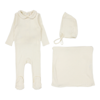 Fine Pointelle Collar Layette Set