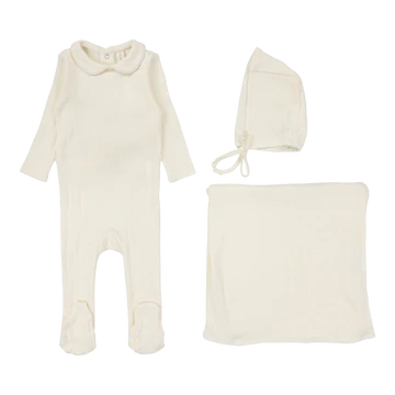 Fine Pointelle Collar Layette Set