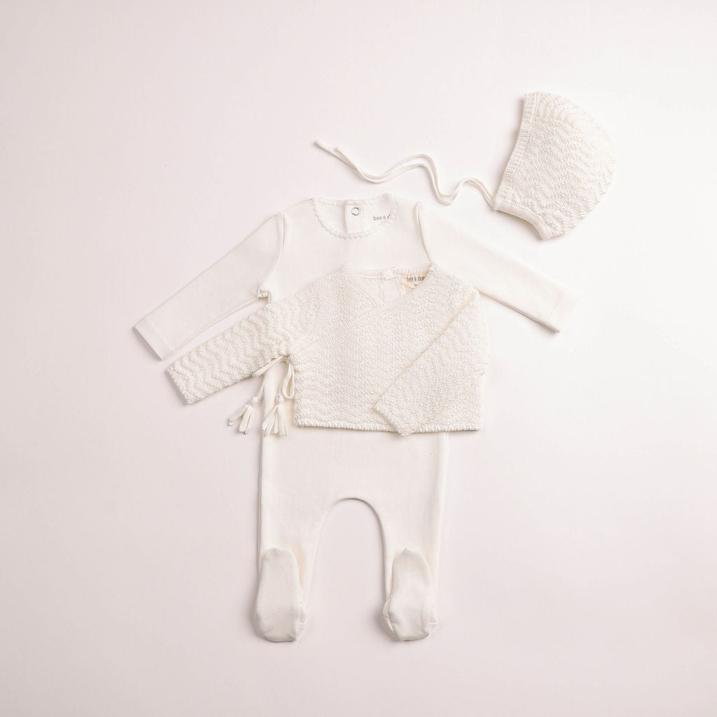 Herringbone Cardigan Footie & Beanie