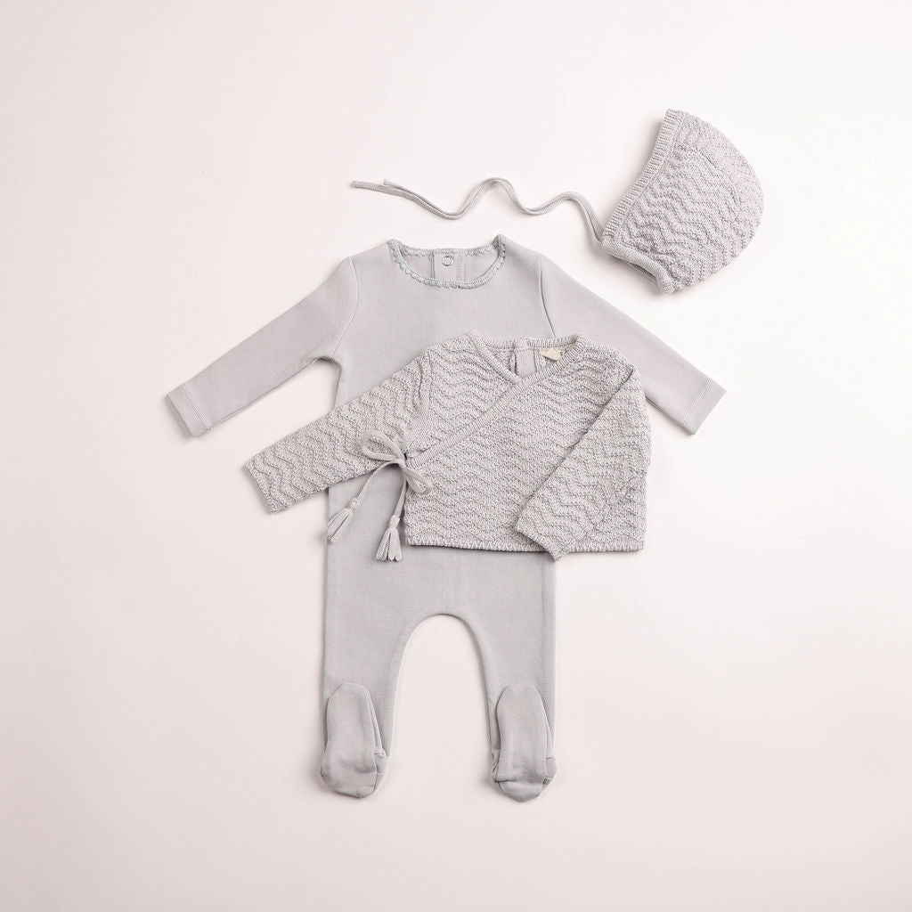 Herringbone Cardigan Footie & Beanie