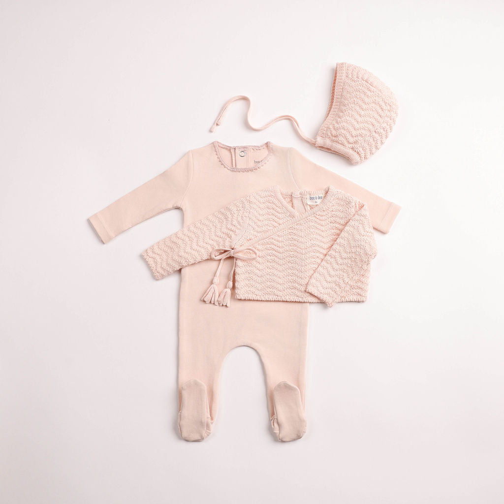 Herringbone Cardigan Footie & Beanie