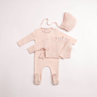 Herringbone Cardigan Footie & Beanie