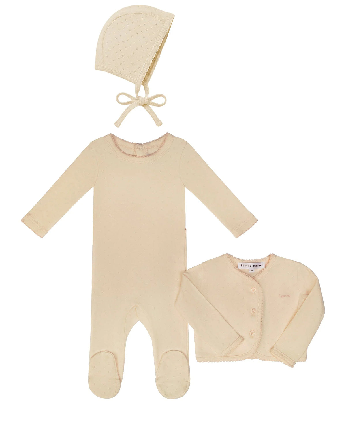 Pointelle Cardigan Layette Set & Hat