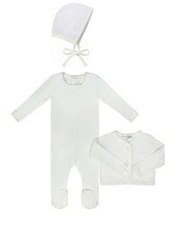 Pointelle Cardigan Layette Set & Hat