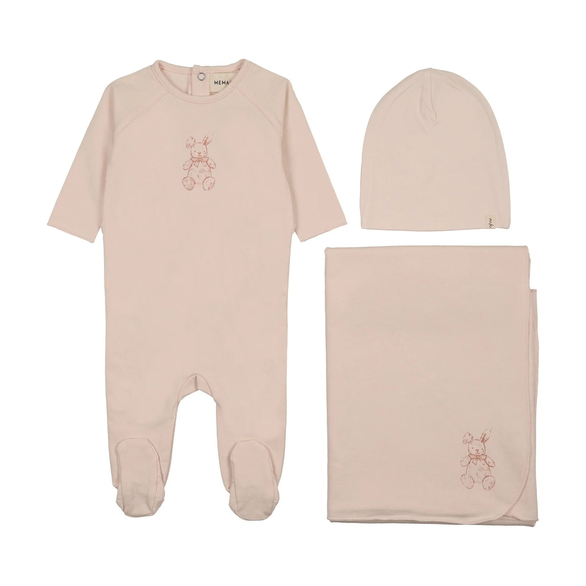 Vintage Bunny Print Layette Set