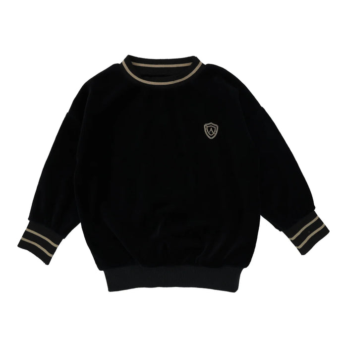 Boys Black Velour Sweatshirt