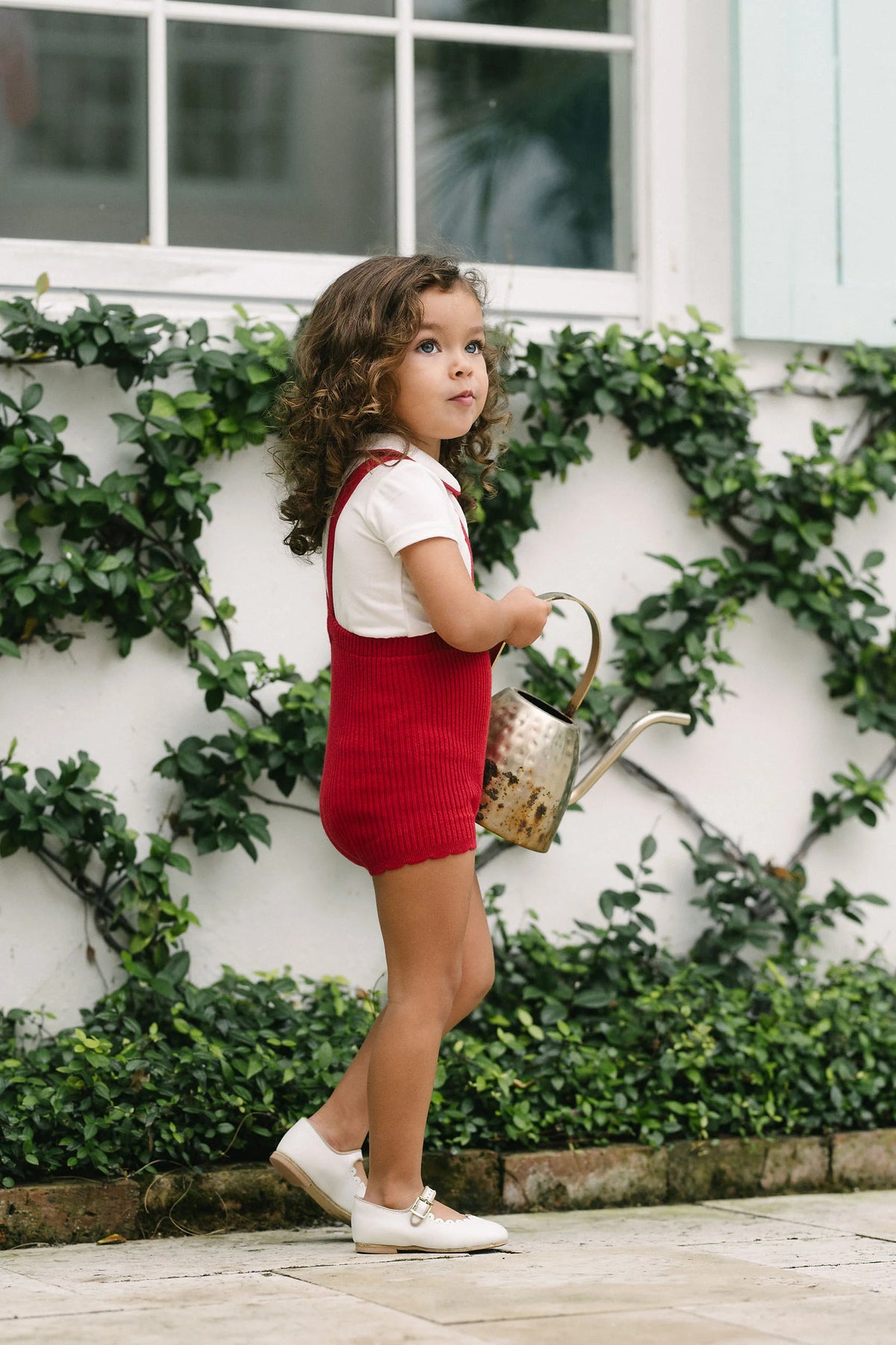 Scalloped  Suspender Shorts With Peter Pan Onesie