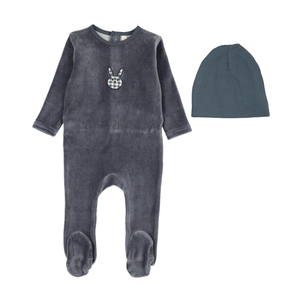 Velour Gingham Bunny Footie Set