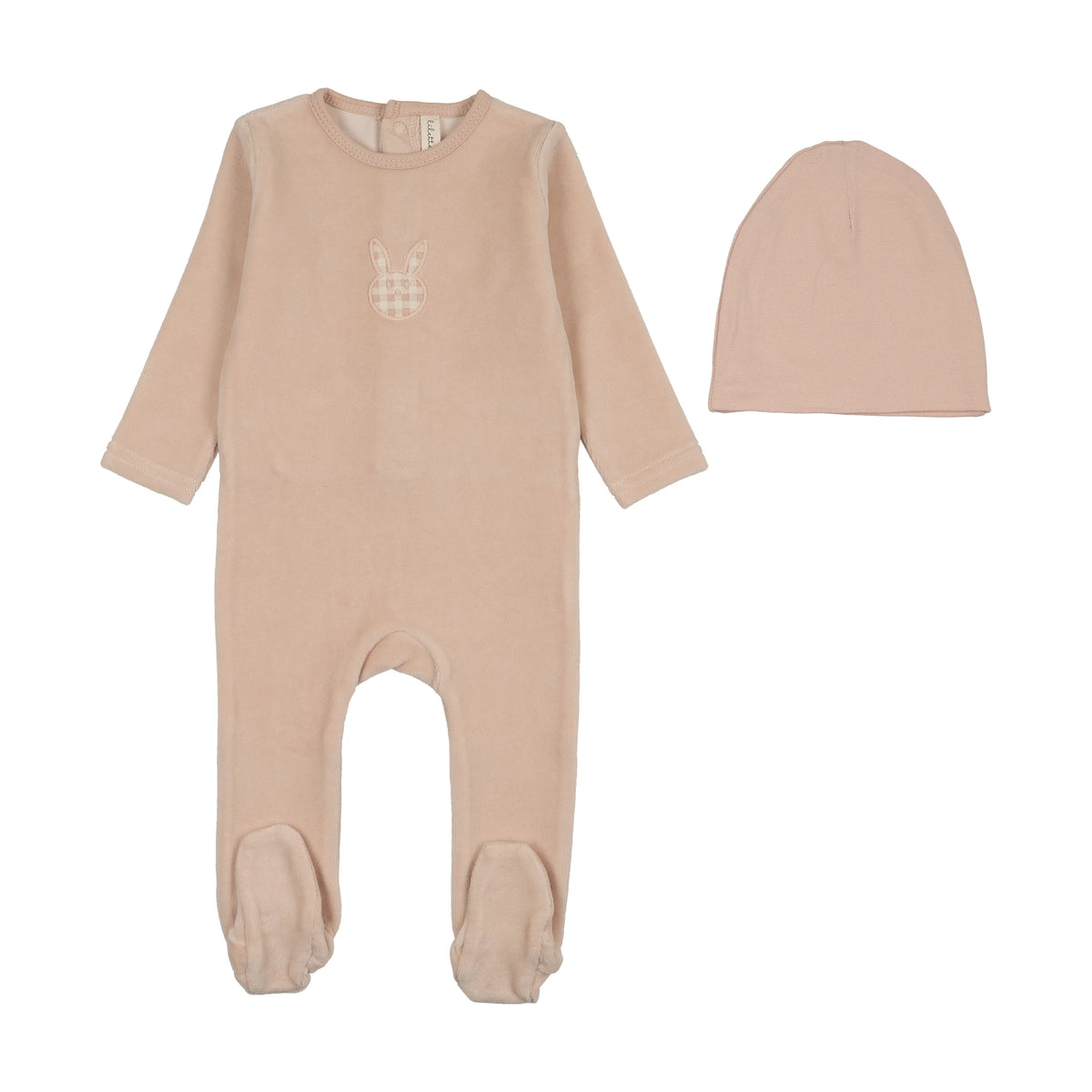 Velour Gingham Bunny Footie Set