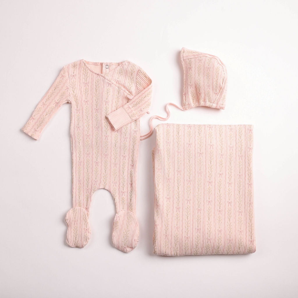 Linear Floral Wrap Layette Set
