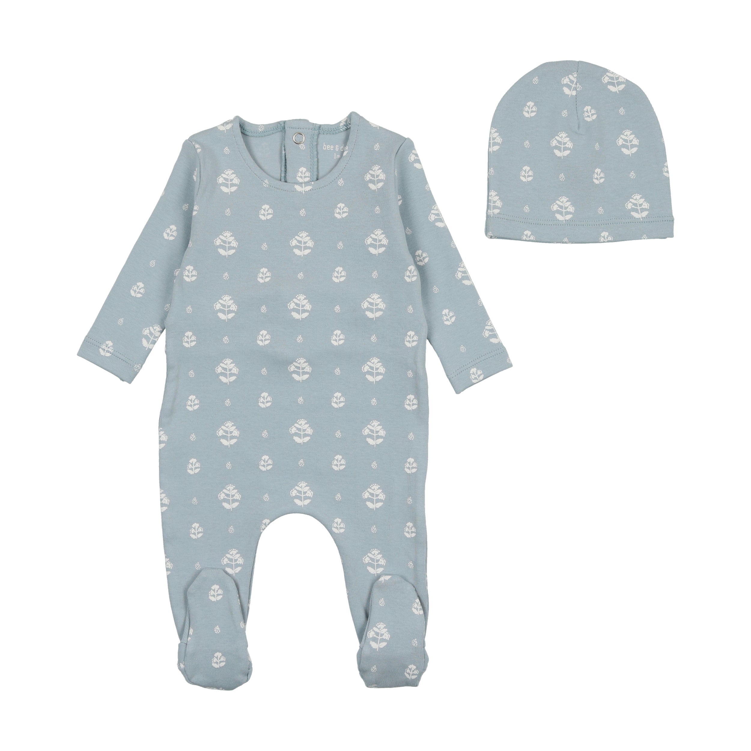 Little Print Footie & Bonnet