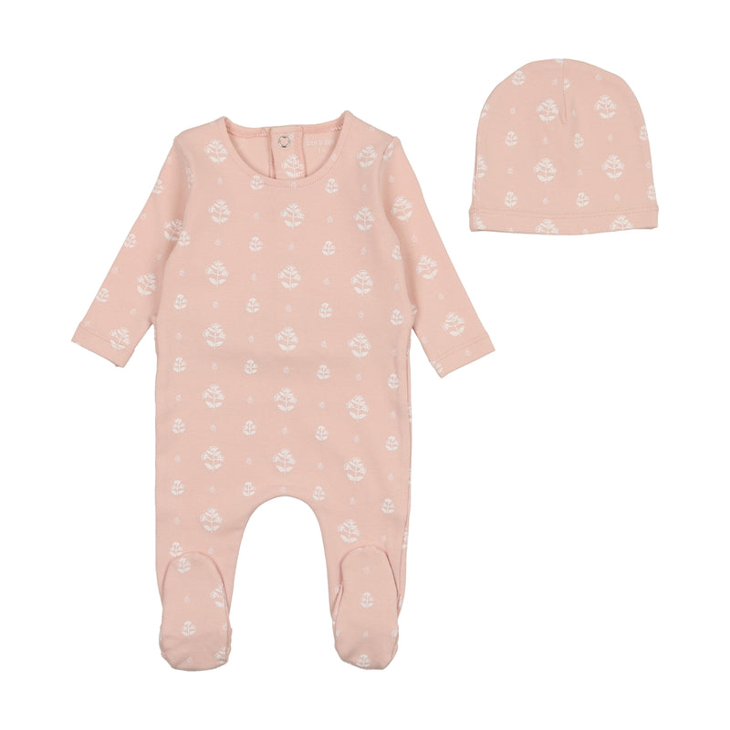 Little Print Footie & Bonnet