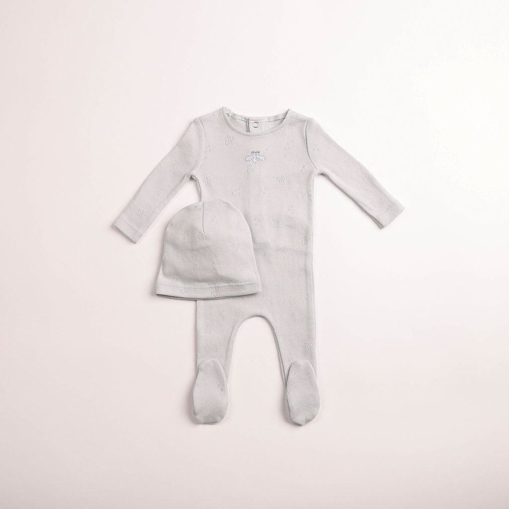 Wings Pointelle Footie & Beanie