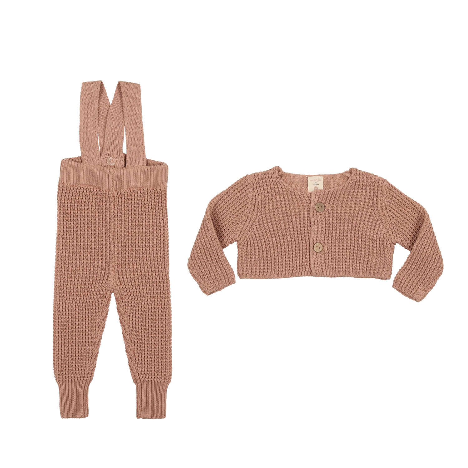 Waffle Knit Long Overalls and Shrug