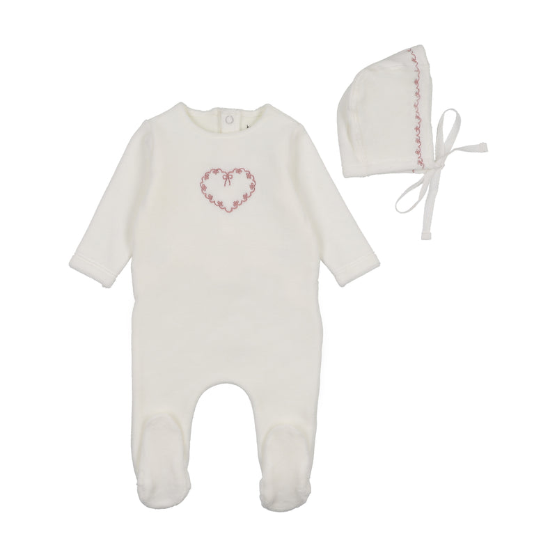 Lovely Loops Velour Footie & Hat