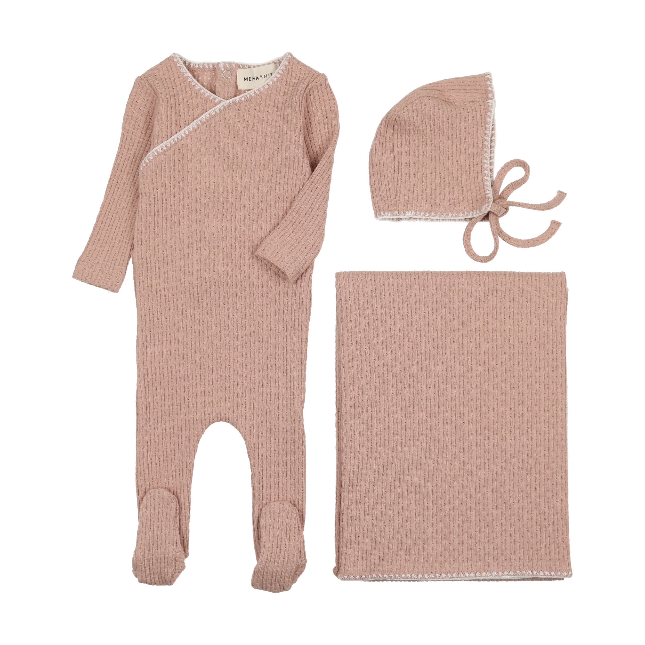 Textured Embroidery Edge Layette Set