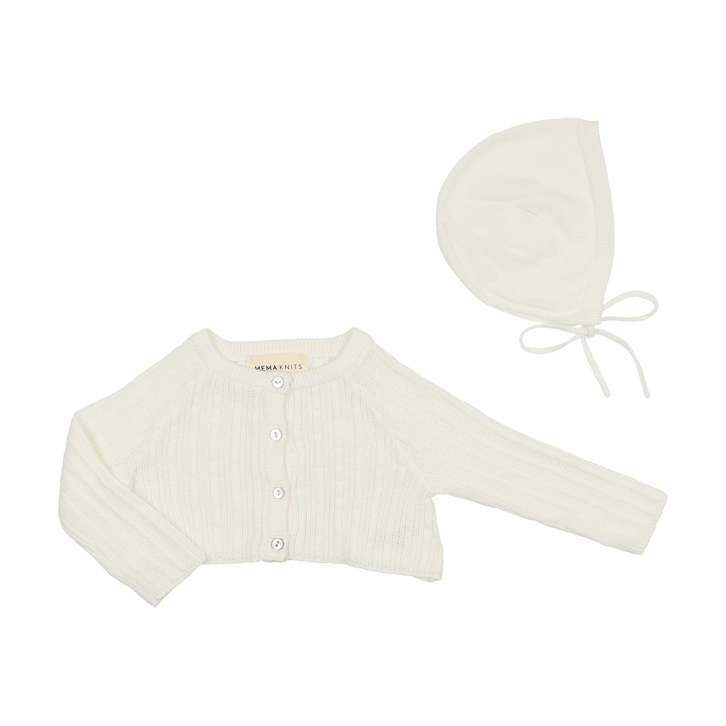 Crop Pointelle Cardigan & Bonnet