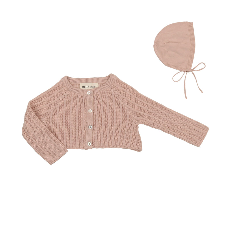 Crop Pointelle Cardigan & Bonnet