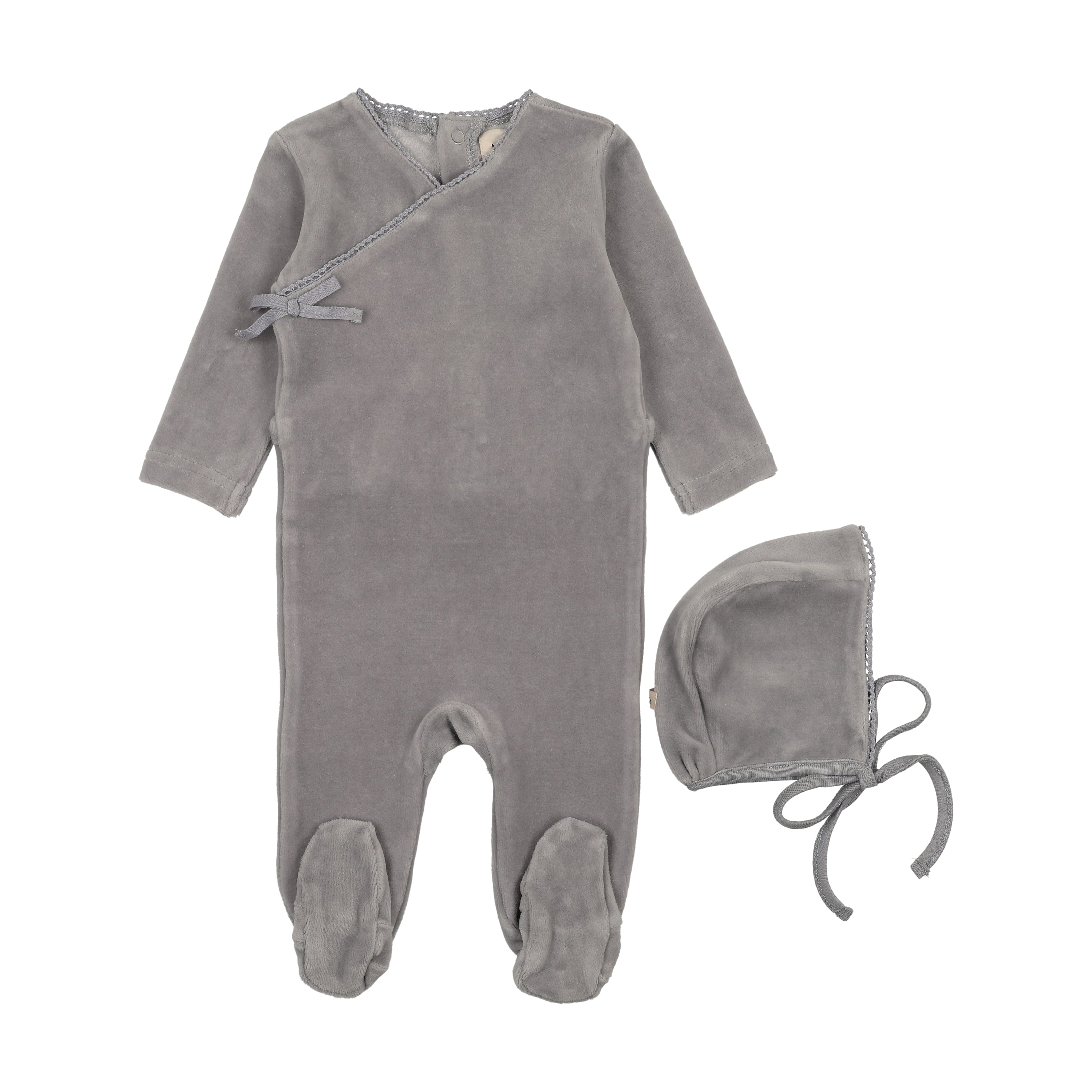 Velour Mock Wrap footie & Hat
