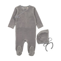 Velour Mock Wrap footie & Hat
