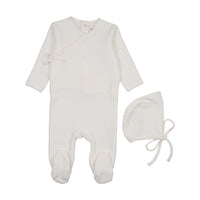Velour Mock Wrap footie & Hat