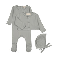 Pointelle Footie & Cardigan Set & hat