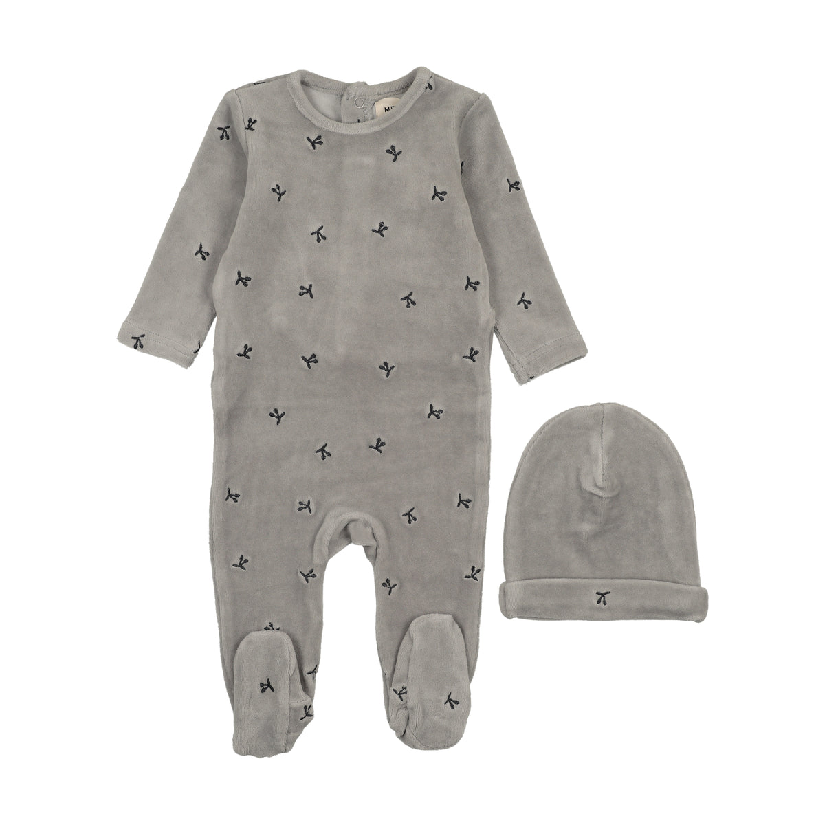 Velour Scattered Cherries Footie & Hat