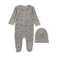 Velour Scattered Cherries Footie & Hat