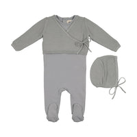 Embroidered Edge Knit Sweater & Bonnet + Bae Knit Footie