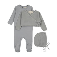Embroidered Edge Knit Sweater & Bonnet + Bae Knit Footie