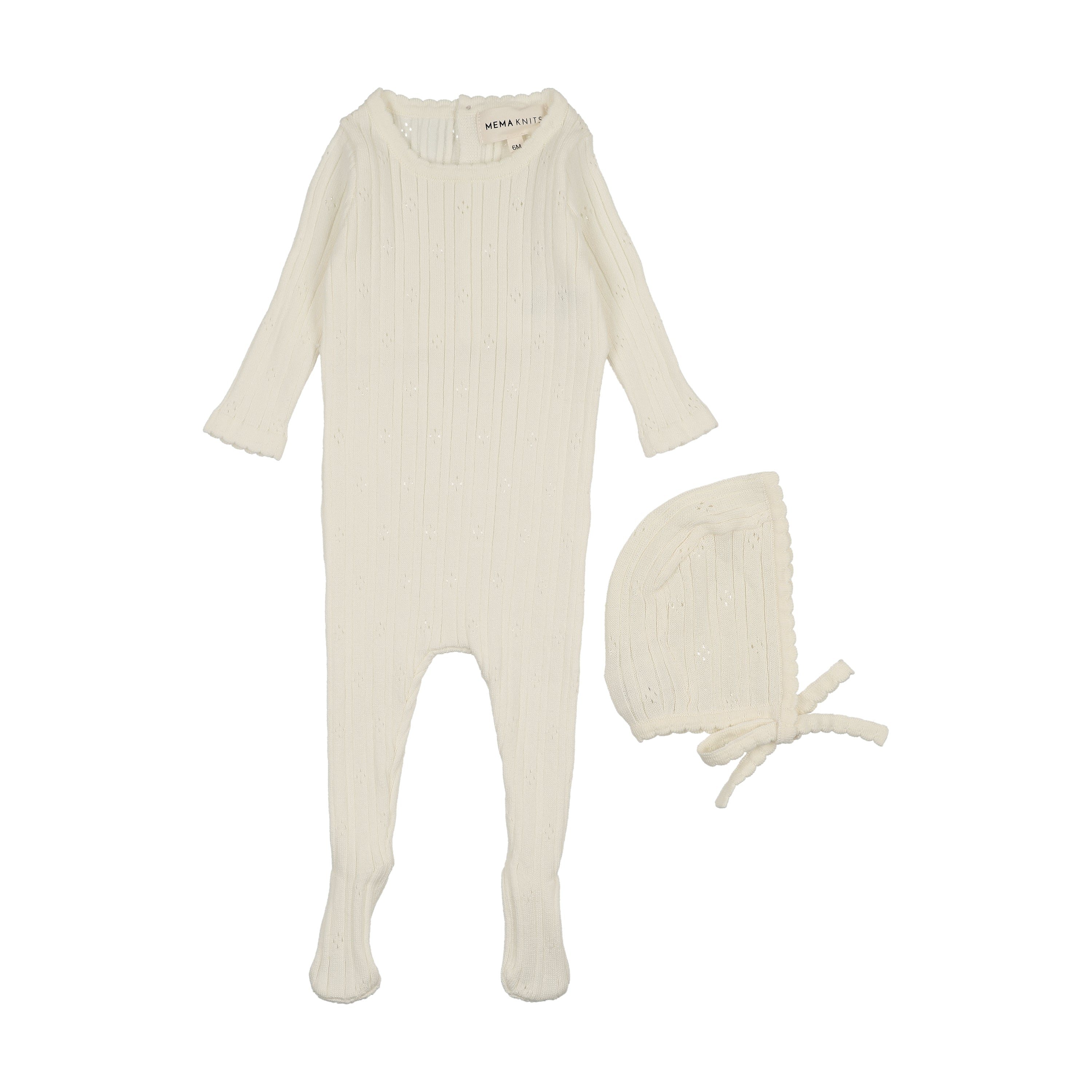 Pointelle Knit Footie & Hat