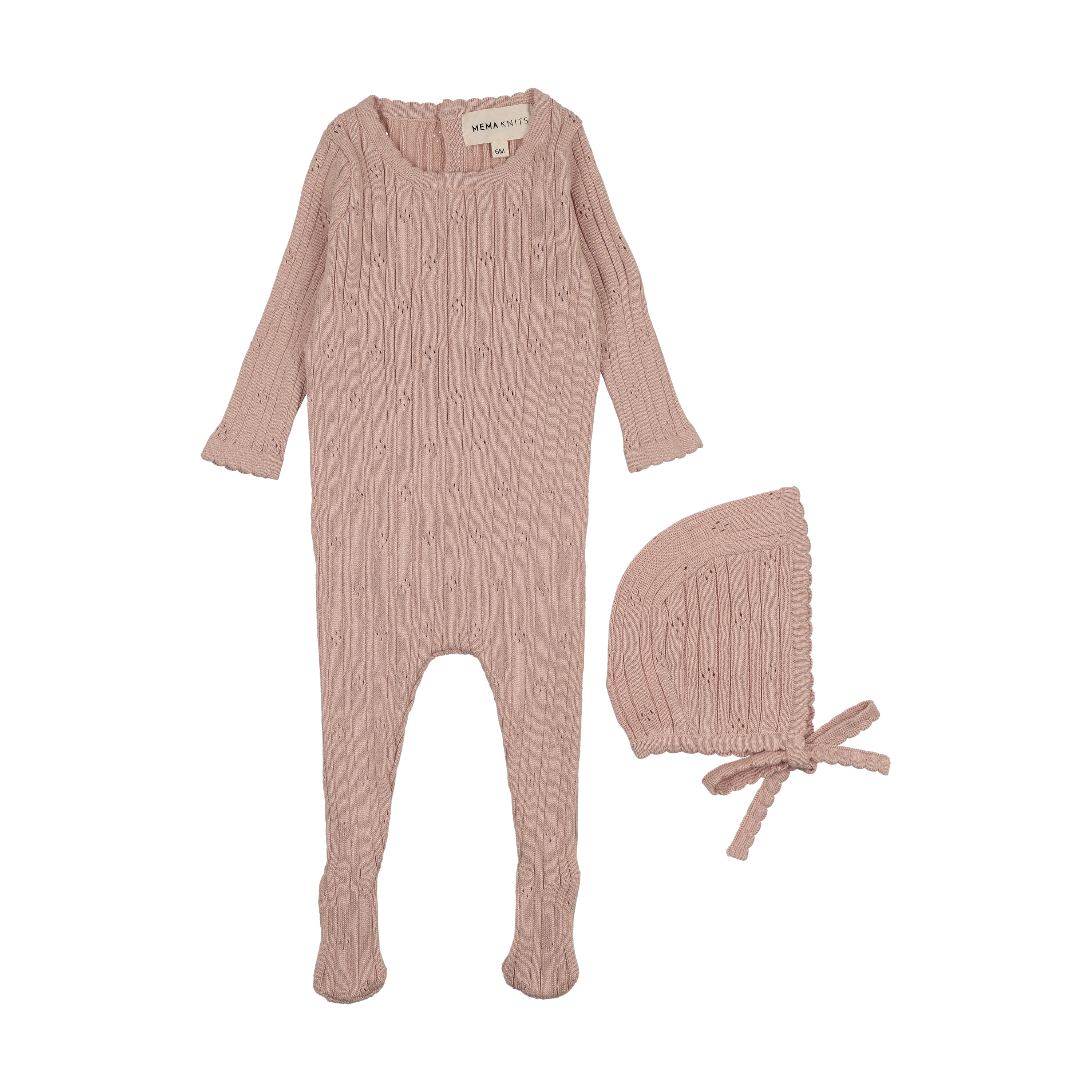 Pointelle Knit Footie & Hat