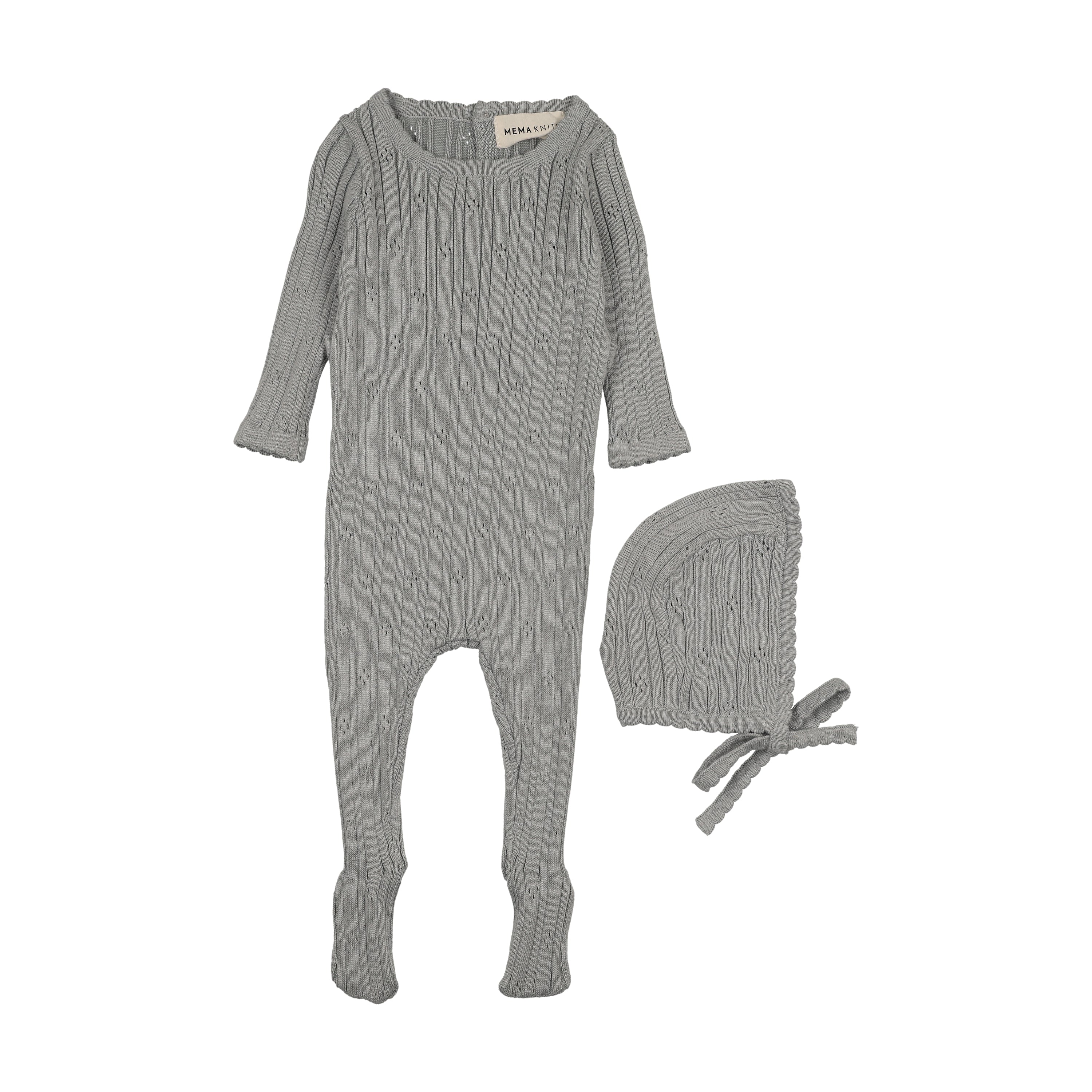Pointelle Knit Footie & Hat