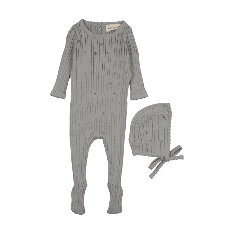 Pointelle Knit Footie & Hat