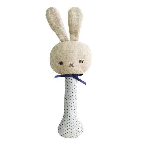 Navy Spot Bunny Stick Rattle