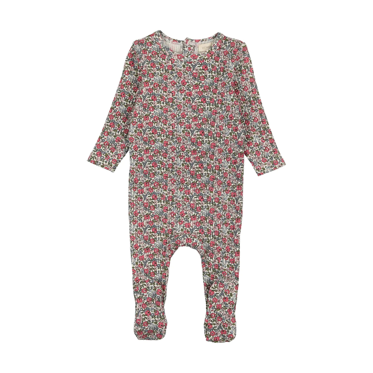 Ribbed Pink Floral Footie