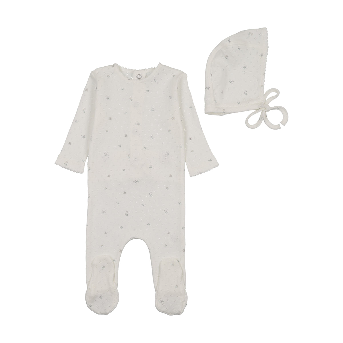 Pointelle Flowers Footie & Bonnet