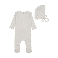 Pointelle Flowers Footie & Bonnet