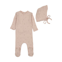Pointelle Flowers Footie & Bonnet