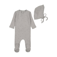 Pointelle Flowers Footie & Bonnet