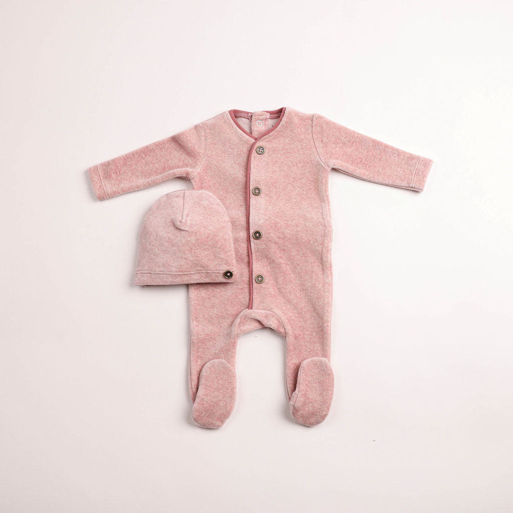 Prim Trim Velour Footie & Beanie
